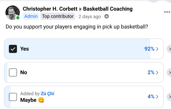 Coaches Poll on Basketball on Pickup Basketball 